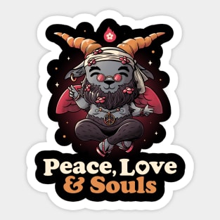 Peace, Love And Souls Creepy Cute Baphomet Gift Sticker